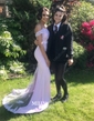 Mermaid Stretch Crepe Off-the-shoulder Prom Dresses With Appliques