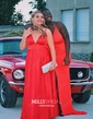 Black Ball Gown V-neck Satin Prom Dresses With Ruched