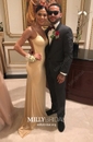 Sheath/Column V-neck Jersey Backless Prom Dresses With Ruched