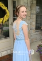 A-line V-neck Chiffon Floor-length Beading Prom Dresses