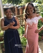 Mermaid Off-the-shoulder Stretch Crepe Modest Prom Dresses With Appliques