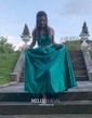 A-line Square Neckline Satin Sweep Train Beading Prom Dresses