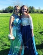 Ball Gown Off-the-shoulder Lace Satin Floor-length Pockets Prom Dresses