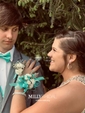 Ball Gown Illusion Satin Cut Out Prom Dresses With Beading