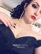 Black Sheath/Column Off-the-shoulder Satin Modest Prom Dresses