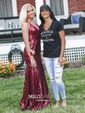 Mermaid V-neck Backless Sparkly Sequin Prom Dresses