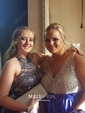 Ball Gown V-neck Backless Satin Prom Dresses With Beading