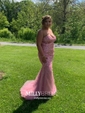 Mermaid Strapless Tulle Beaded Prom Dresses