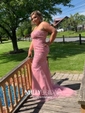 Mermaid Strapless Tulle Beaded Prom Dresses