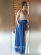 Ball Gown V-neck Backless Satin Prom Dresses With Beading
