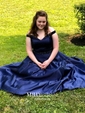 Ball Gown/Princess Floor-length Off-the-shoulder Satin Beading Prom Dresses