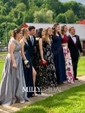 Ball Gown Off-the-shoulder Satin Prom Dresses With Beading