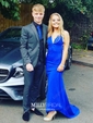 Sheath/Column V-neck Jersey Backless Prom Dresses With Ruched