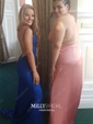 Sheath/Column V-neck Jersey Backless Prom Dresses With Ruched
