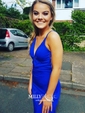 Sheath/Column V-neck Jersey Backless Prom Dresses With Ruched