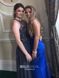 Sheath/Column V-neck Jersey Backless Prom Dresses With Ruched