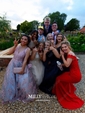 Ball Gown V-neck Floor-length Tulle Prom Dresses With Appliques