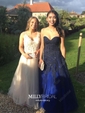 Ball Gown V-neck Floor-length Tulle Prom Dresses With Appliques
