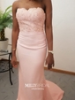 Trumpet/Mermaid Sweetheart Silk-like Satin Sweep Train Appliques Lace Prom Dresses