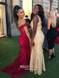 Mermaid Stretch Crepe Off-the-shoulder Prom Dresses With Appliques