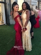 Mermaid Stretch Crepe Off-the-shoulder Prom Dresses With Appliques