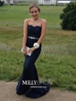 Mermaid Strapless Stretch Crepe Prom Dresses With Appliques