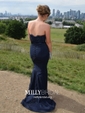 Mermaid Strapless Stretch Crepe Prom Dresses With Appliques