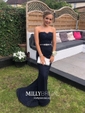 Mermaid Strapless Stretch Crepe Prom Dresses With Appliques