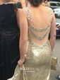 Sheath/Column V-neck Sequined Floor-length Beading Prom Dresses