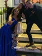 A-line Scoop Neck Satin Prom Dresses With Ruched