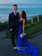 A-line Scoop Neck Satin Prom Dresses With Ruched