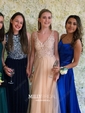 A-line Scoop Neck Satin Prom Dresses With Ruched