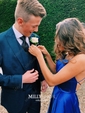 A-line Scoop Neck Satin Prom Dresses With Ruched