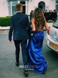 A-line Scoop Neck Satin Prom Dresses With Ruched