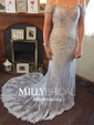 Mermaid Off-the-shoulder Lace Prom Dresses With Appliques