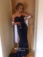 Trumpet/Mermaid Sweetheart Silk-like Satin Sweep Train Appliques Lace Prom Dresses
