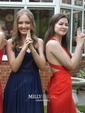Burgundy Mermaid V-neck Satin Cut Out Prom Dresses