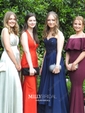 Trumpet/Mermaid Sweep Train V-neck Silk-like Satin Prom Dresses