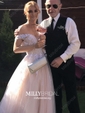 Ball Gown V-neck Floor-length Tulle Prom Dresses With Appliques