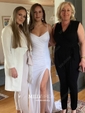 Sheath/Column V-neck Jersey Prom Dresses With Ruched