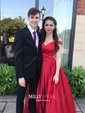 Ball Gown Off-the-shoulder Satin Sweep Train Sashes / Ribbons Prom Dresses