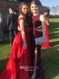 Ball Gown Off-the-shoulder Satin Floor-length Sashes / Ribbons Prom Dresses