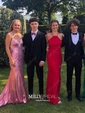 Mermaid V-neck Sparkly Sequin Prom Dresses With Appliques