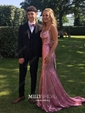 Mermaid V-neck Sparkly Sequin Prom Dresses With Appliques