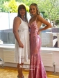 Mermaid V-neck Sparkly Sequin Prom Dresses With Appliques