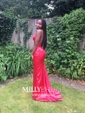 Sheath/Column V-neck Backless Floor-length Satin Prom Dresses