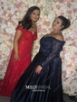 Ball Gown Off-the-shoulder Satin Modest Prom Dresses With Beading