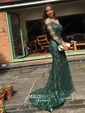 Mermaid Illusion Long Sleeves Lace Prom Dresses With Appliques