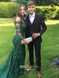 Mermaid Illusion Long Sleeves Lace Prom Dresses With Appliques