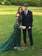 Mermaid Illusion Long Sleeves Lace Prom Dresses With Appliques